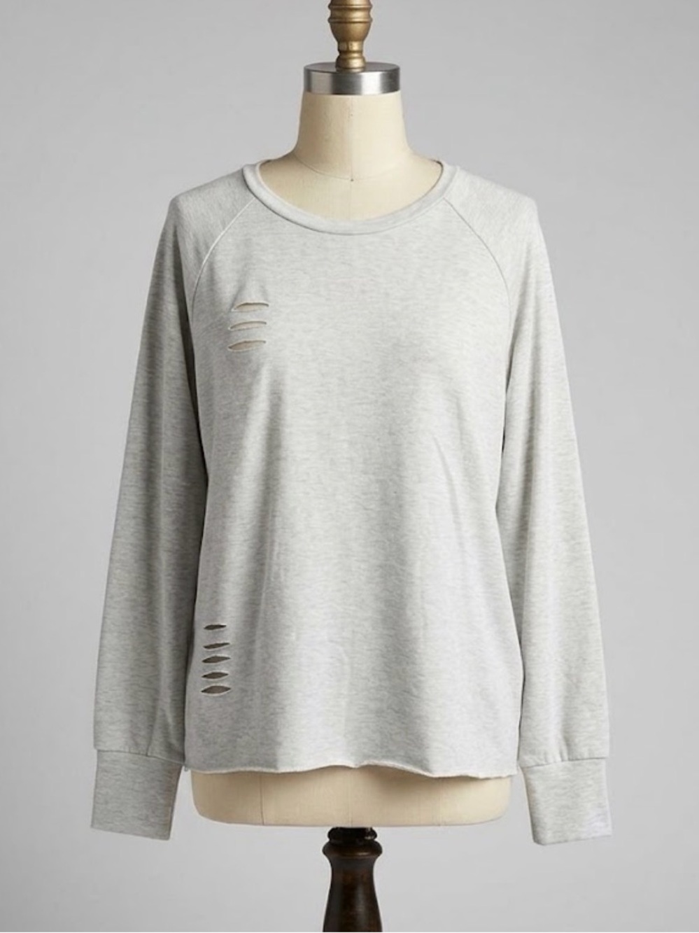 Eldridge Raw Distressed Cropped Sweatshirt Pullover Athleisure Lounge Casual 2X